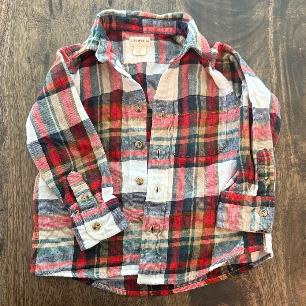 Crewcuts Kids Red and Blue Plaid Button Down Shirt